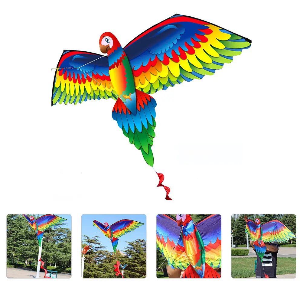 Large Size Parrot Kite Easy to Fly Three-dimensional Colorful High Elastic Fiberglass Rod