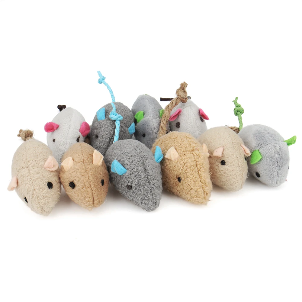 12pcs Mix Pet Toy Catnip Mice Fun Plush Mouse Cat Toy Interactive Play for Kitten