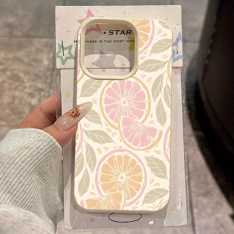 حافظة هاتف بسيطة من مادة البولي يوريثان الناعمة على شكل زهرة الليمون لهاتف آيفون 16 برو ماكس 15 بلس 14 13 12 11 17 Air XS XR X غطاء نسيج Lichee