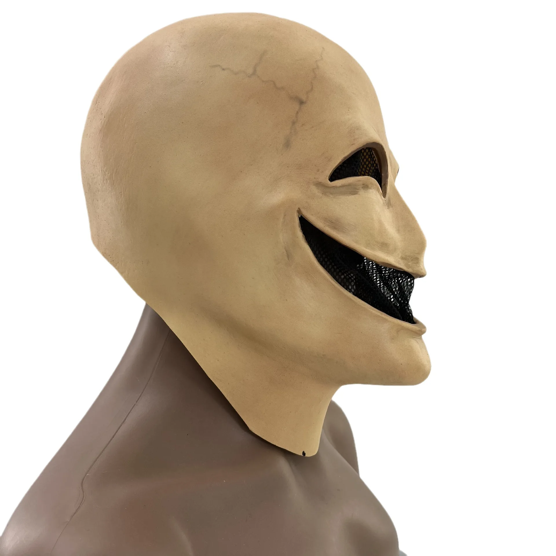

New Smile No Face Man Latex Mascara Full Head Terror Faceless Disguise Cosplay Mask Alien Helmet Halloween Costume for Men