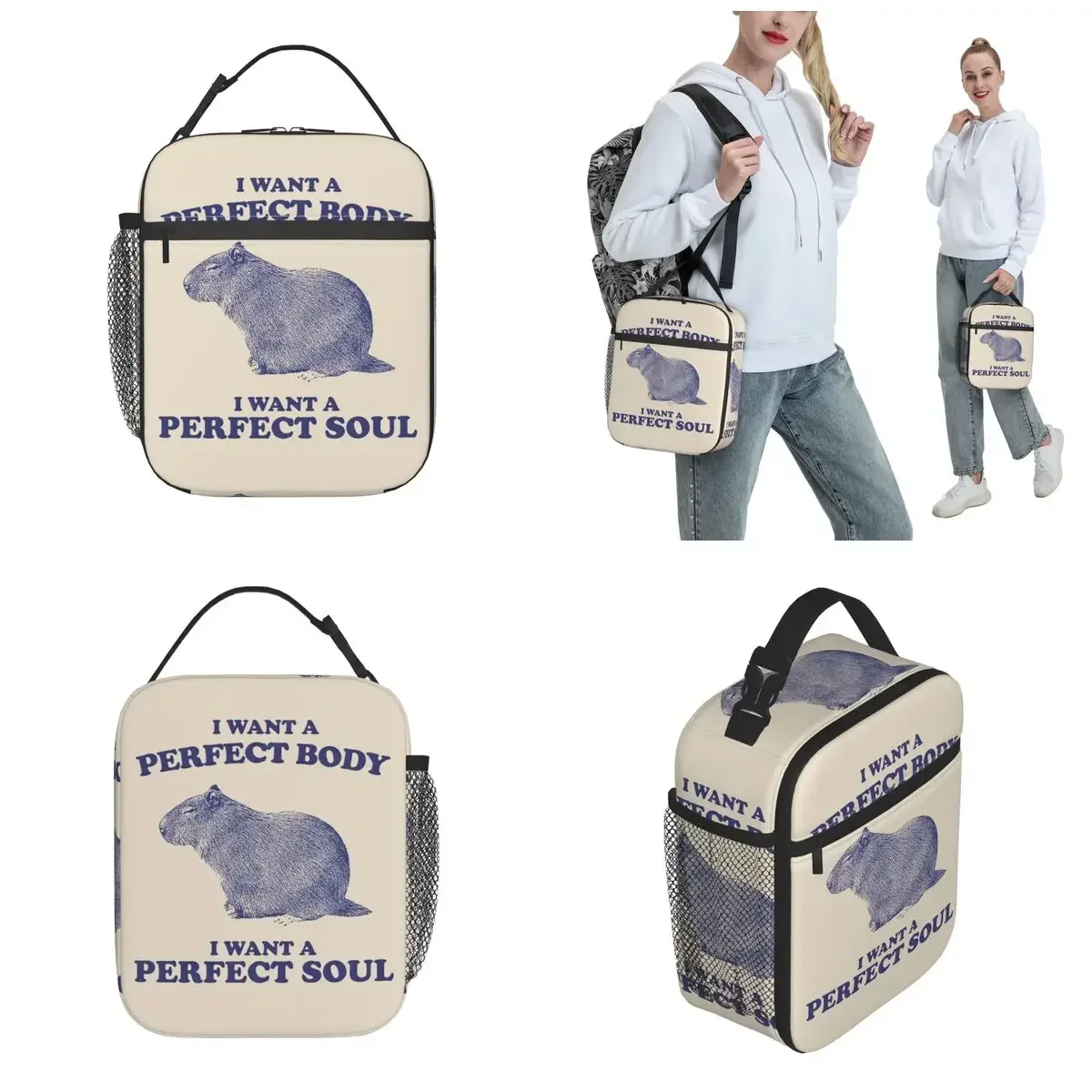 

Perfect Body I Want A Perfect Soul Insulated Lunch Bags Cooler Meal Container Tote Lunch Box Bento Pouch