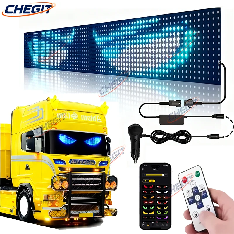 

Светодиодная панель Devil's Eyes с дистанционным управлением, анимационный дисплей с прокруткой, 12 В, 24 В, светодиодный экран для лобового стекла автомобиля, грузовика