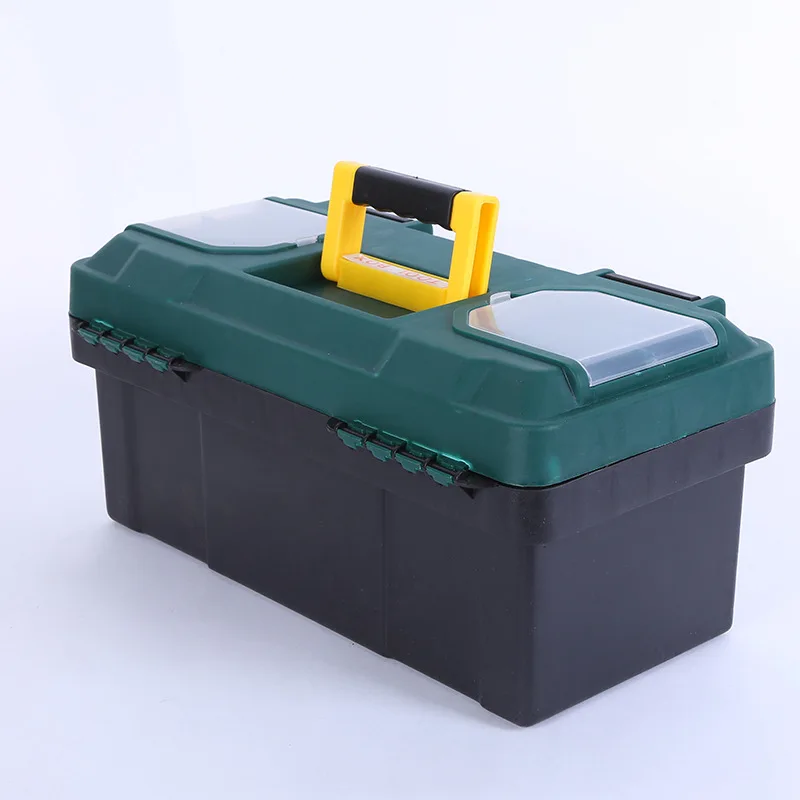 صندوق أدوات معدني عالي التحمل قابل للقفل أداة محمولة لتخزين الصدر منظم صينية قابلة للإزالة ورشة عمل المرآب ميكانيكا صندوق أدوات ذاتي الصنع