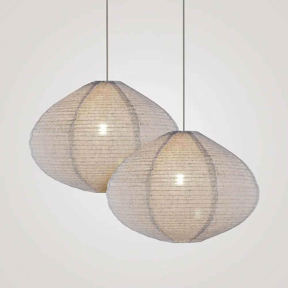 

2PCS 16" Linen Pendant Light Shades – Handmade abric Lantern Covers, Japandi & Rustic Style Lighting or Small Aparents, Entryway