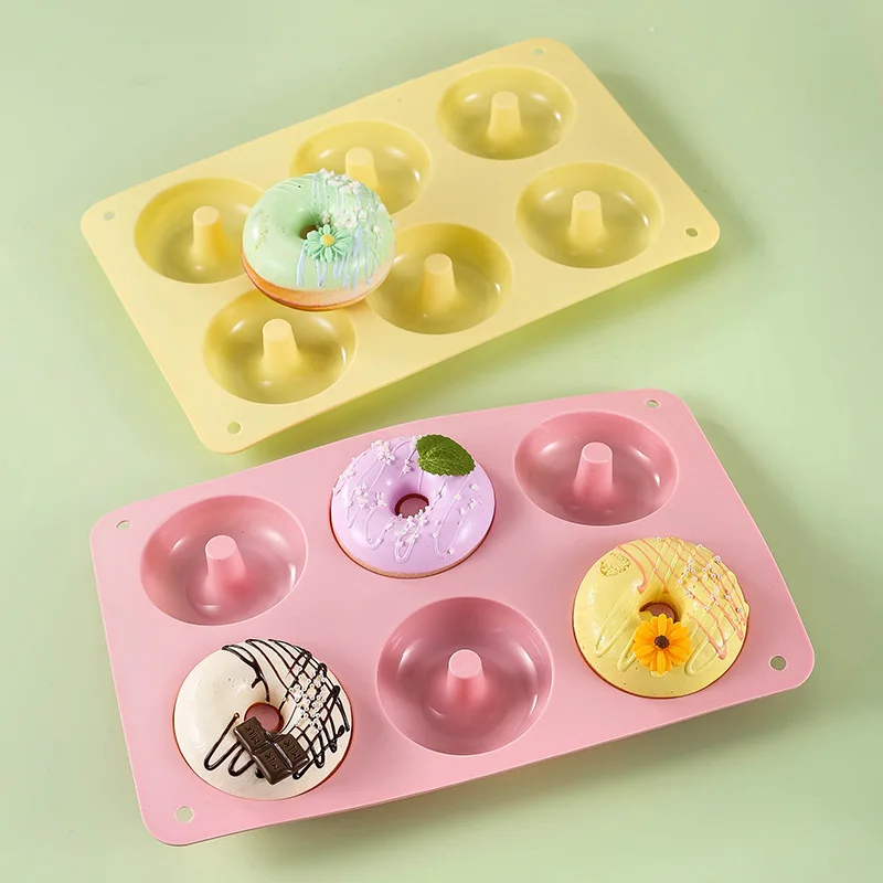 Heat Resistant Silicone Donut Mold for 6 Doughnuts Food Grade Silicone Bagels Pan for Baking Non Stick Mini Cupcake Mould