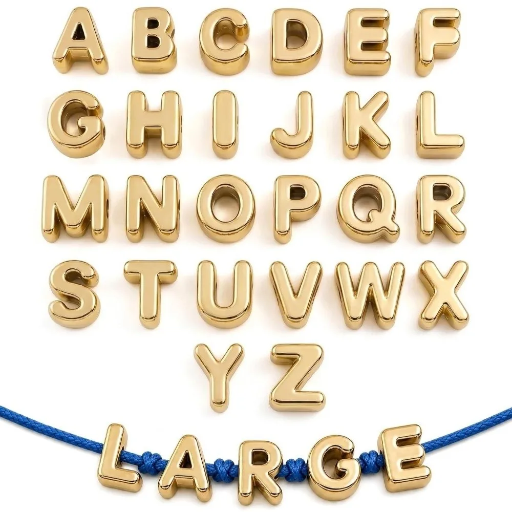 26PCS Marble Texture Acrylic Letter Beads Colored Transparent DIY Craft Beads Large Hole Loose Bead Name Bracelet Beads