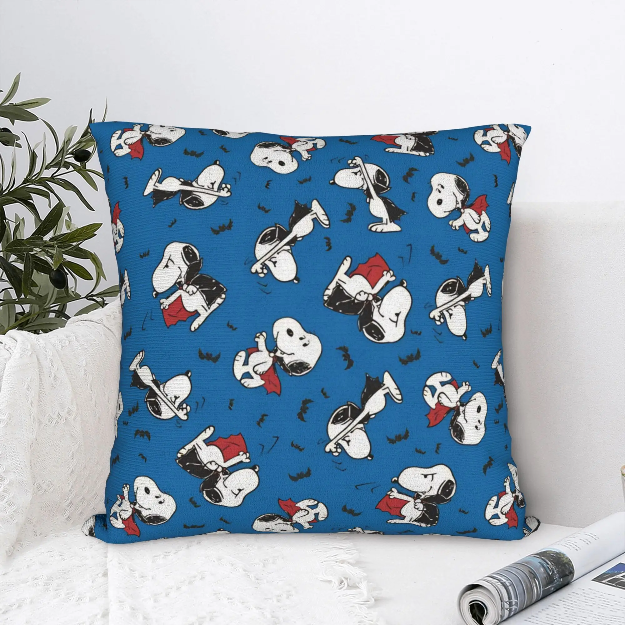 Halloween Snoopys Square Pillow Cases Bat Cushion Cover Vintage Zipper Decor Pillowcover for Sofa 45*45cm