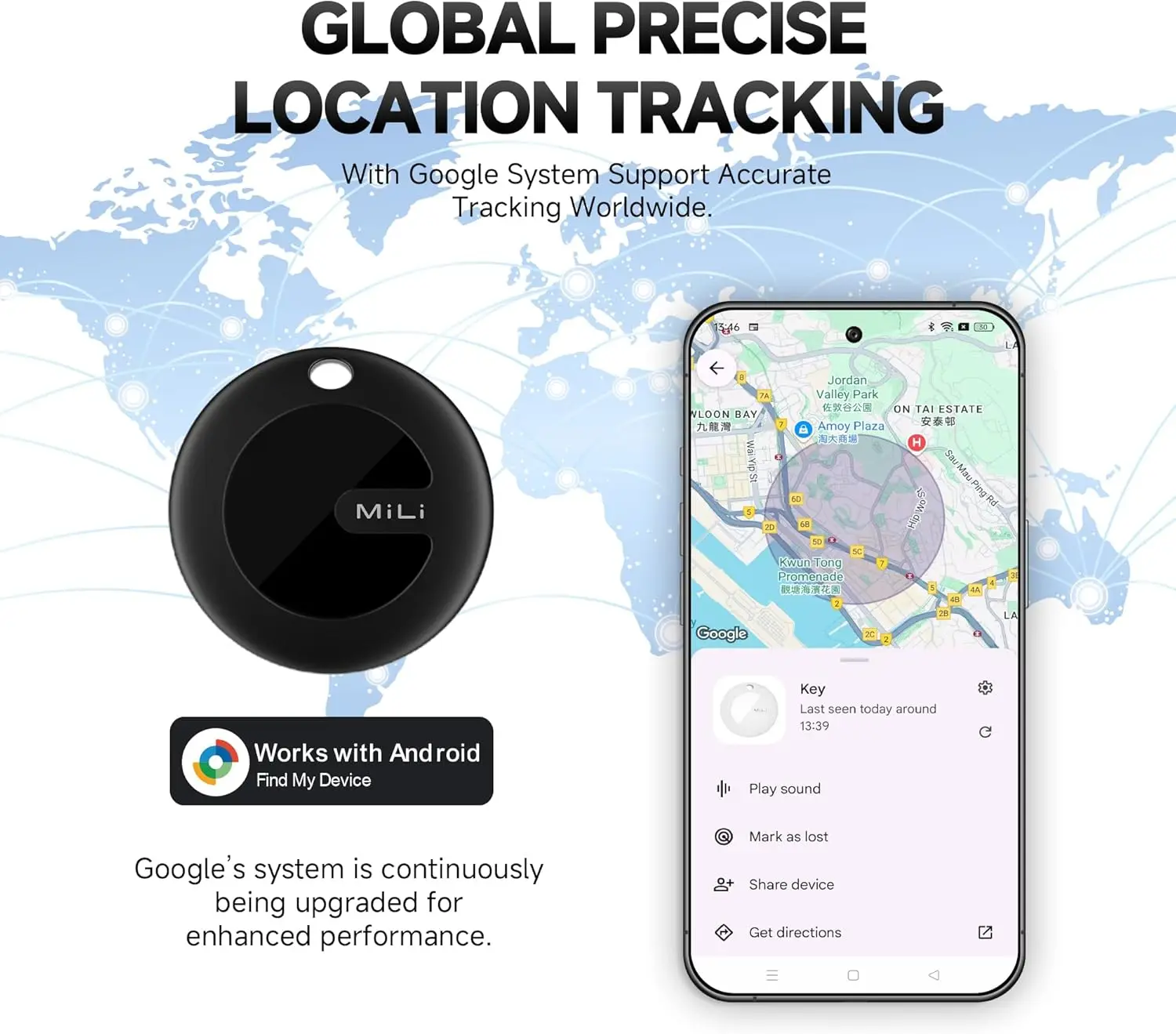 1-4Pcs MiLi Mitag Go GPS Tracker Android Item Finder Compatible with Google Find Hub (Android Only), Key Wallet Finder Smart Tag