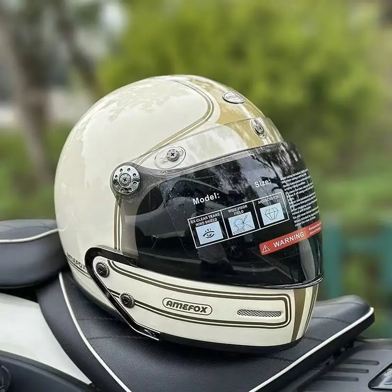 Retro Cruise Motorcycle Helmet Full Helmet Variable 3/4 Helmet Combination Helmets Detachable Mouth Protection Casque Moto