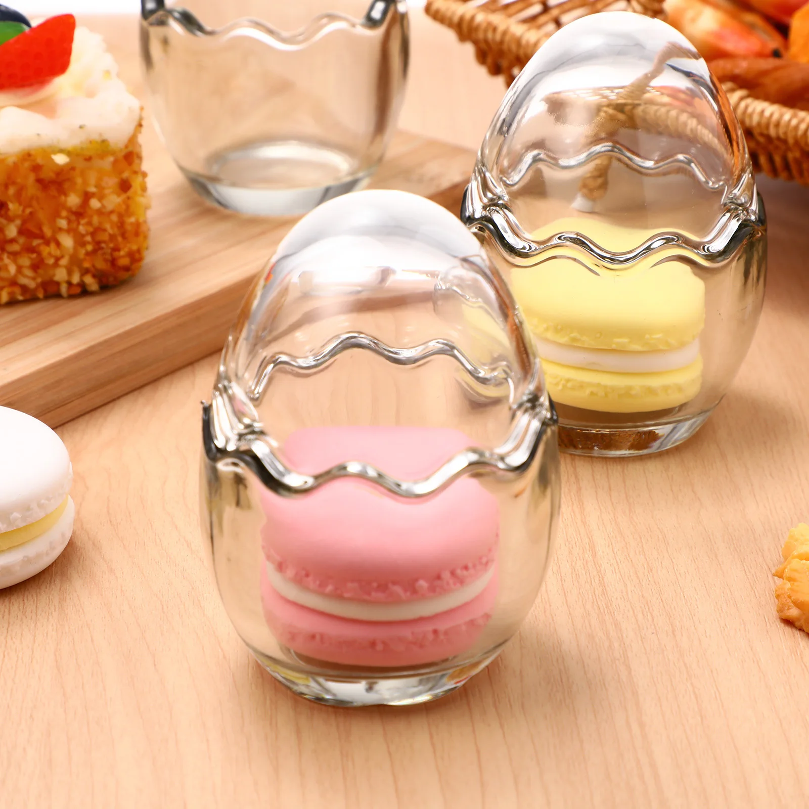 

4Pcs Pudding Cups Mold Glass Heat Resistant Dessert Containers for Mousse Cake Jelly Yogurt Baking Cup Simple Design Reusable