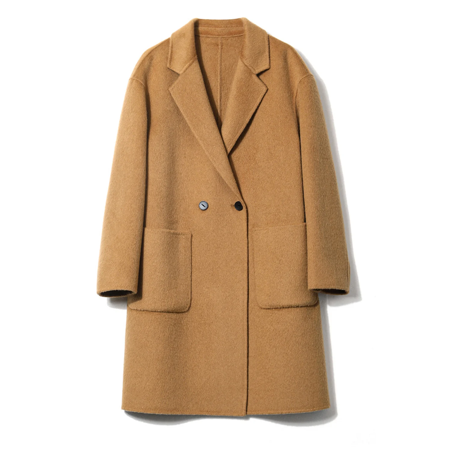 

Allingentle Women's Long Blazer Woolen Fashion 2-Button Jacket V-Neck Blazer for Cocktail Party Daily Outfits Customize