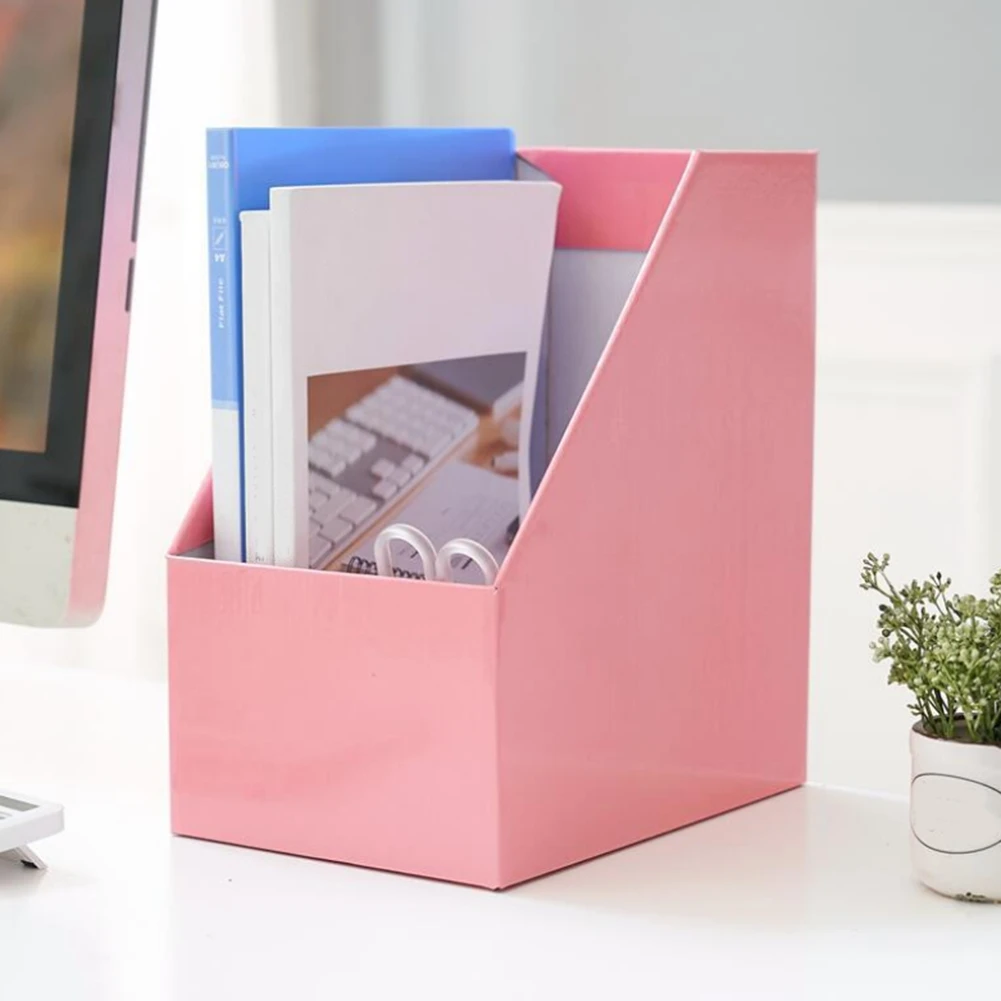 Revistero de papel Kraft sujetalibros soporte grande para libros archivador organizador de documentos plegable estante de almacenamiento de oficina-POS