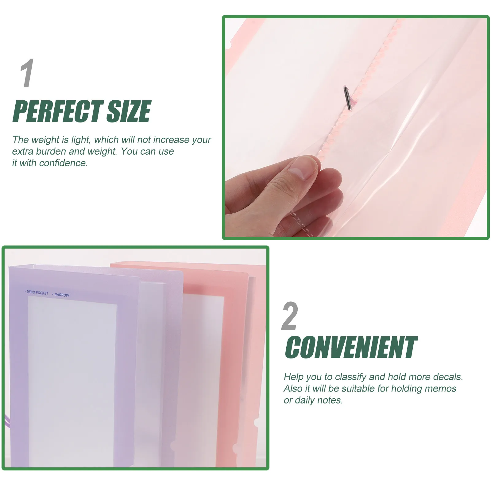 2Pcs Sticker Collecting Album Light Weight Easy Carry Decals Display Book for Organization Classification and Daily Use School