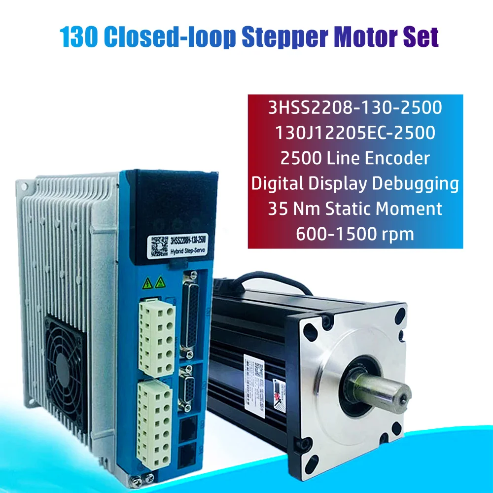 

50Nm/35Nm/28Nm 3 Phase 130 Closed Loop Stepper Motor Set Display Panel Driver CNC KIT 2500Line 130J12205EC/130J12225EC+3HSS2208H