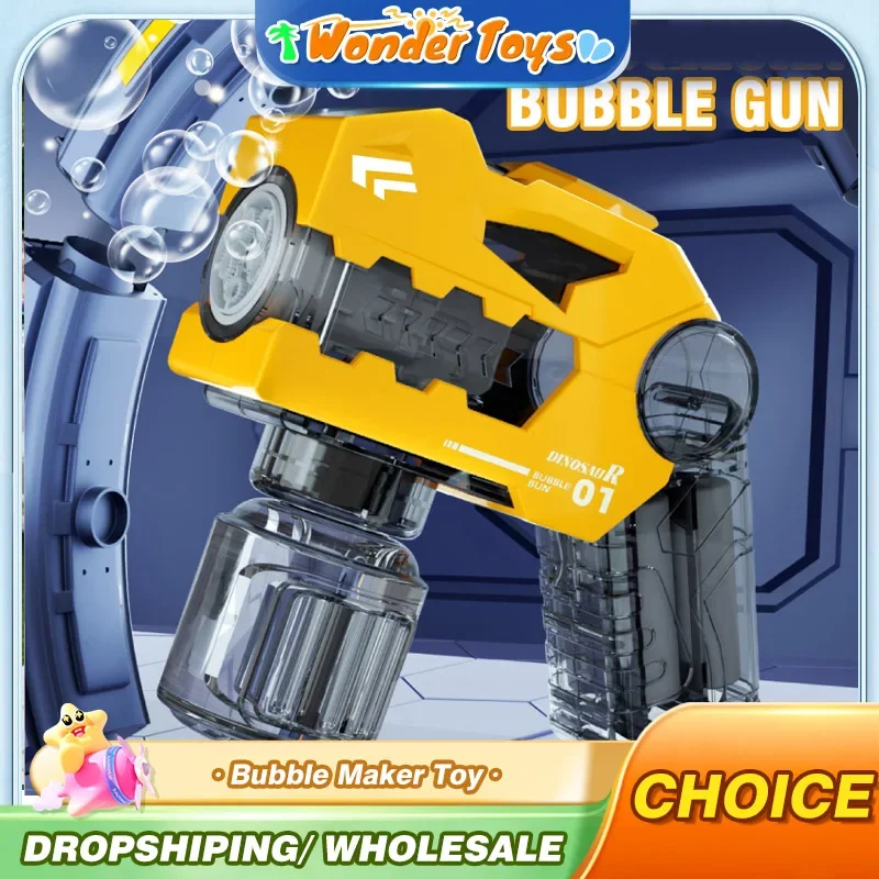 

Electric Bubble Maker Soap Toys Cartoon Dinosaur Handheld Automatic Bubbles Blowing with Light Children's Outdoor Games Toys