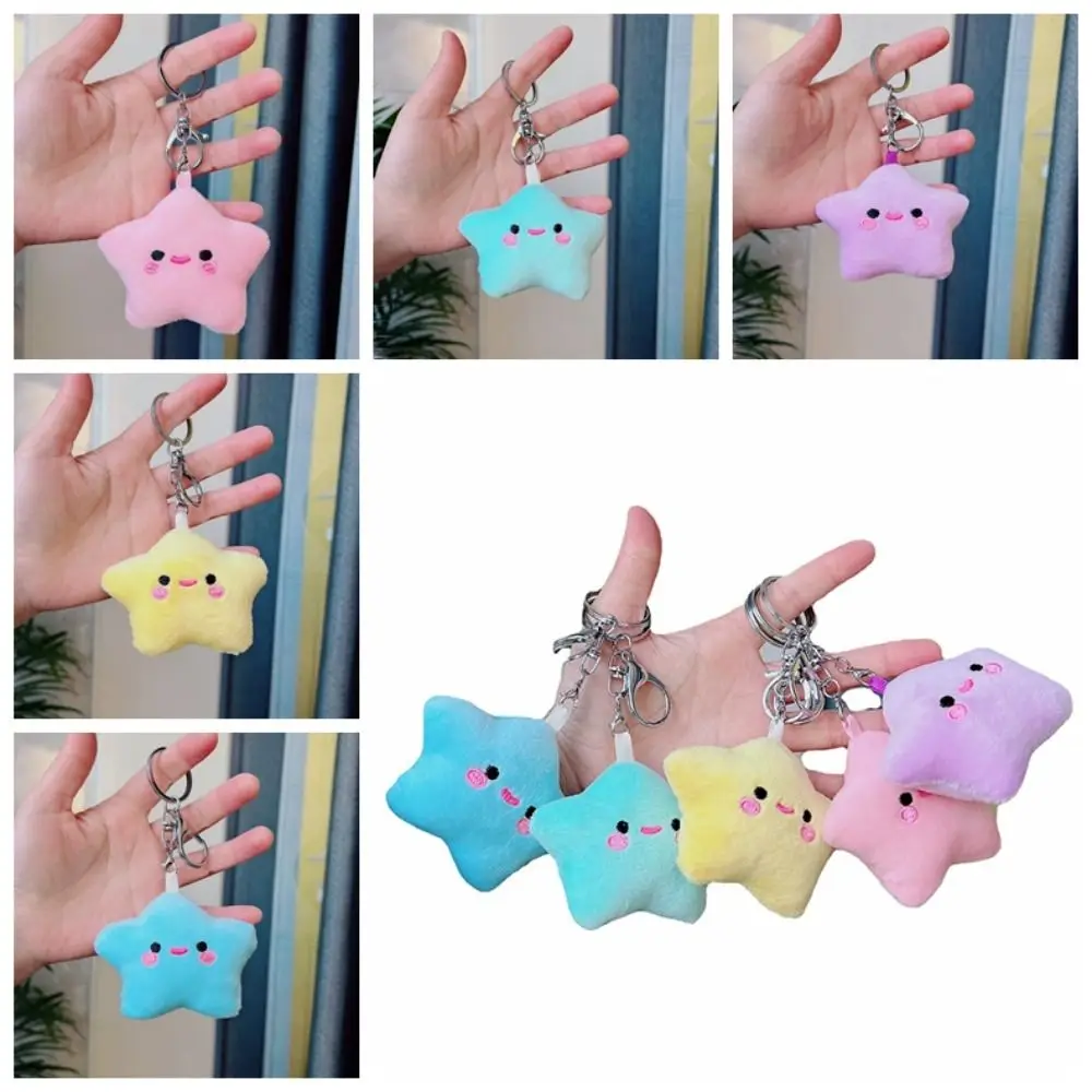 Smile Stars Smile Star Key Ring Fluffy Fur Pentagram Smile Stars Keyring Soft Fluffy Smile Stars Backpack Pendant Children