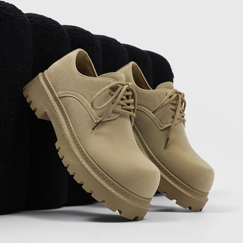 

Мужская обувь, весенне-осенняя новая замшевая обувь на платформе в стиле ретро, модная удобная нескользящая повседневная обувь большого размера