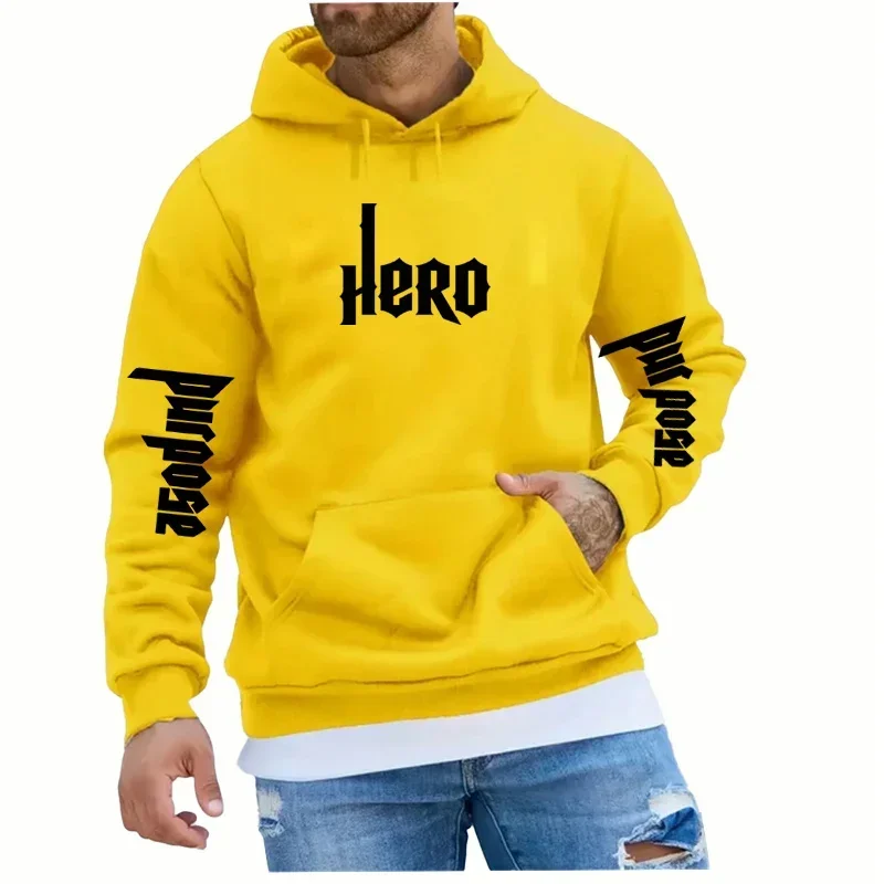 Hero Purpose Printed Sweatshirt Men Harajuku Casual Loose Hooded Fashion Soft Pocket Hoodies Autumn Warm Unisex Pullover Clothes