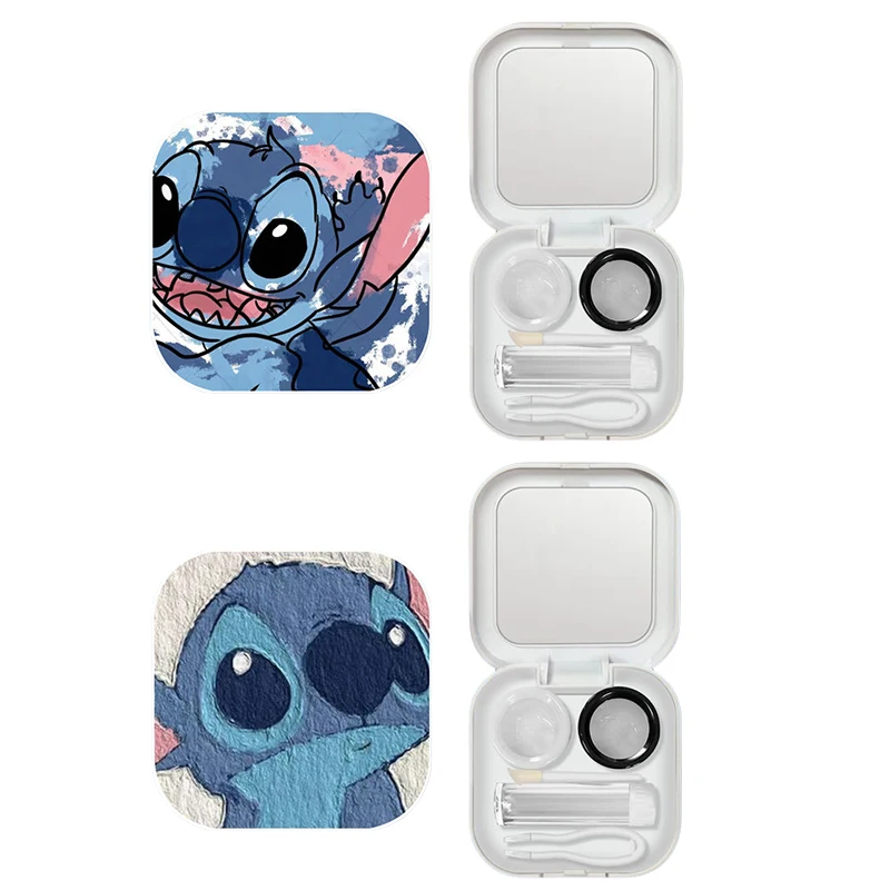 Disney Stitch Contact Lens Case Portable Myopia Pupil Case Travel Kit Easy Carry Mirror Lenses Box Container Cartoon Lenses Box