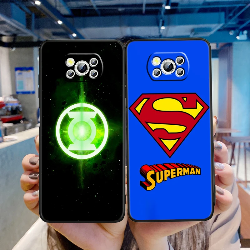 Logo Art S-Supermans B-Batmans For Xiaomi Mi Poco F5 F4 F3 X6 X5 X4 X3 M6 M5 M5S M4 M3 C65 Pro GT NFC 5G Black Back Phone Case