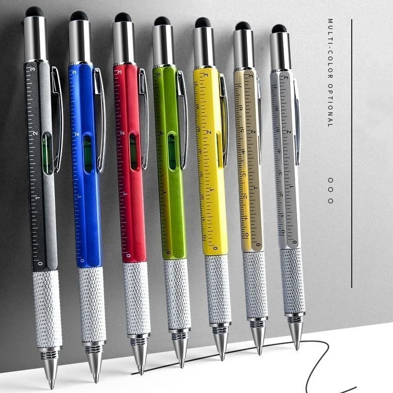 

Многофункциональная ручная отвертка 7 в 1, шариковая ручка, измерительная техническая линейка, отвертка, стилус для сенсорного экрана, уровень