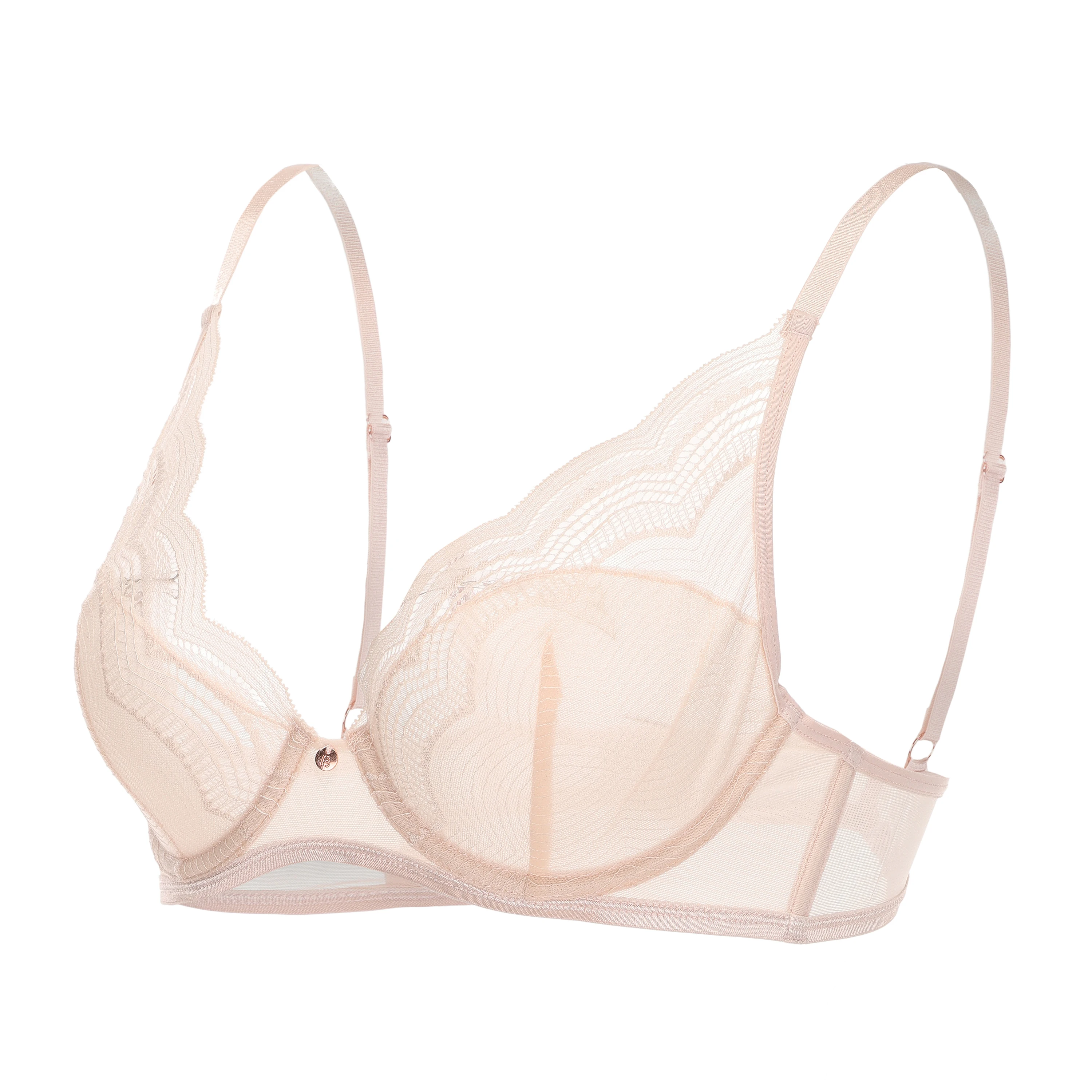 

Women's Sexy Lace Push Up Bra Sheer Balconette Underwire Unlined