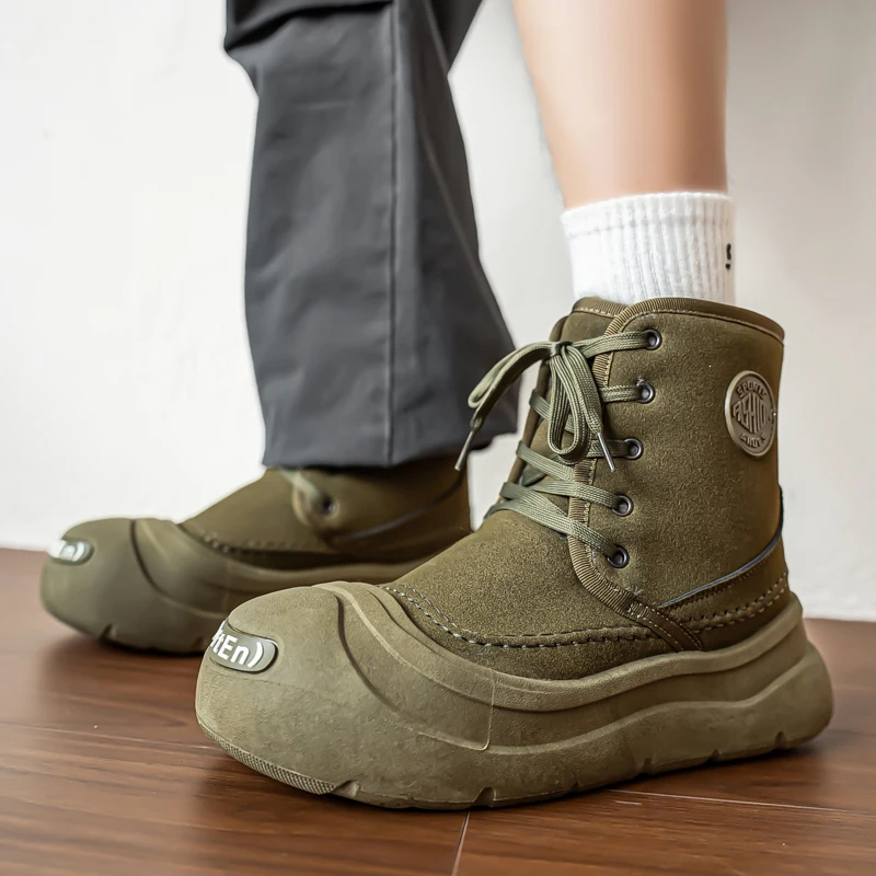 

Winter New High Top Snow Thick Bottom Comfortable Large Size Trendy Fashion Versatile Casual Warm and Velvet Men's Short Boots