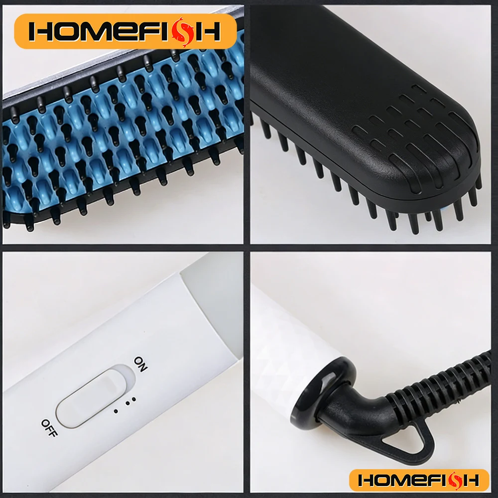 Electric hair straightening comb suitable for both men and women. Negative ion heating comb. image 2