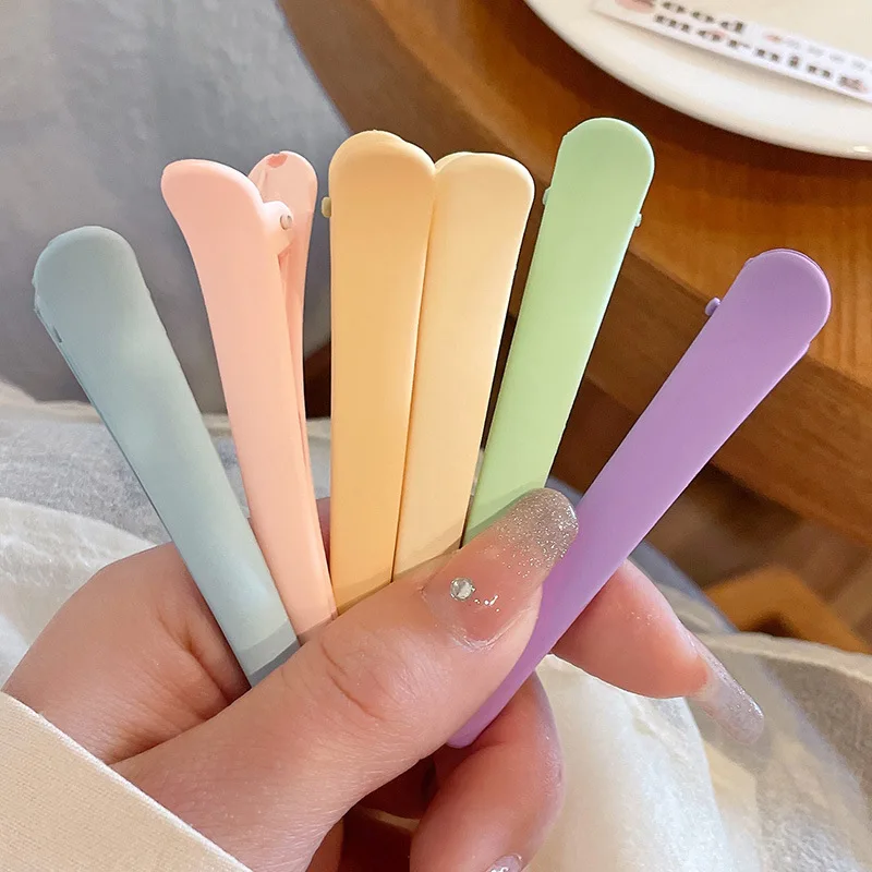 6Pcs แฟชั่นไอศกรีมสี Matt พลาสติกเป็ดคลิปผมจัดแต่งทรงผมคลิปไม่มีรอยต่อ Barrette แต่งหน้า Hairpin Headwear สำหรับหญิง