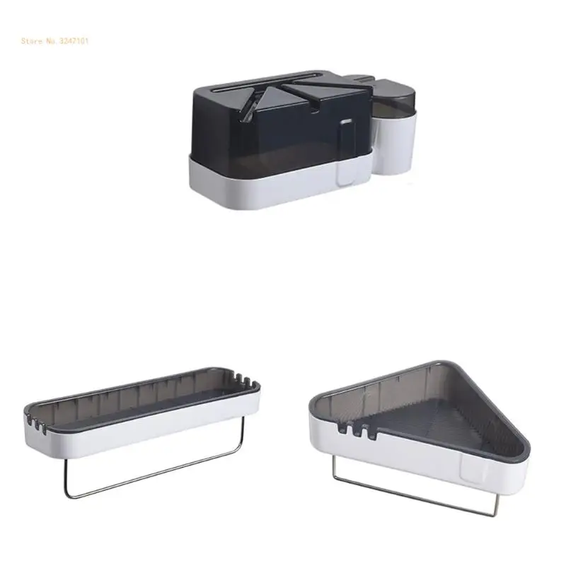 

Waterproof Bathroom Shelf for Toiletries and Makeup Plastic Storage Rack/Tissue Box No Drilling Basket for Kitchen Dropship