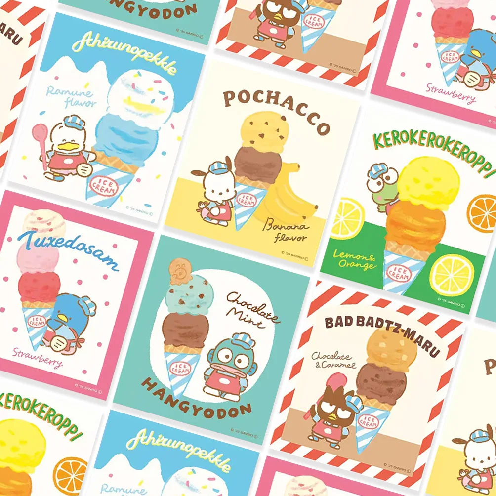 

Блокнот Sanrio Pochacco HANGYODON с мультяшным дизайном в виде мороженого, квадратный, цветные страницы, портативный, маленький, для заметок и сообщений, декоративный