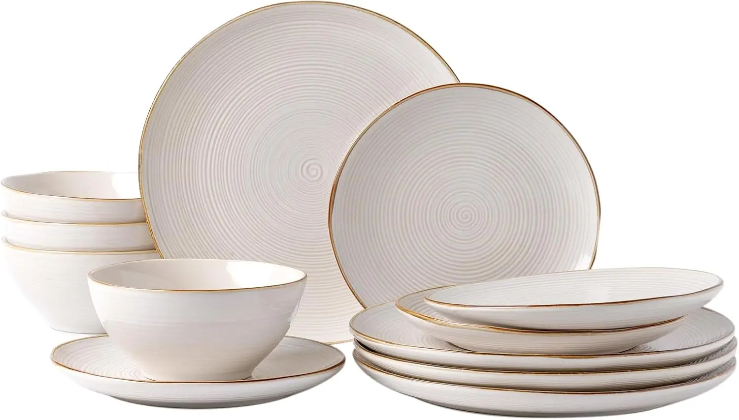 

famiware Plates and Bowls Sets for 4, 12 Pieces Stoneware Dinnerware Sets, Dishes Set, Reactive Glaze Dishware Sets, Dishwasher