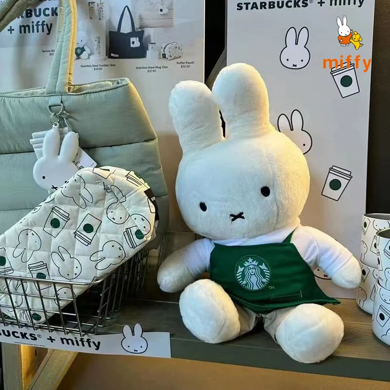 50cm Miffy Plush Doll Creative Green Apron Fluffy Stuffed Toy