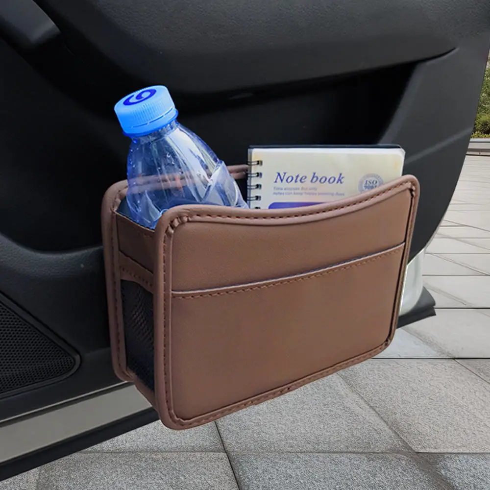 

Car Door Storage Bag Interior Auto Door Organizer Bag for Drink Waste Card Key Sunglasses Holder Pu Leather Storage Bag