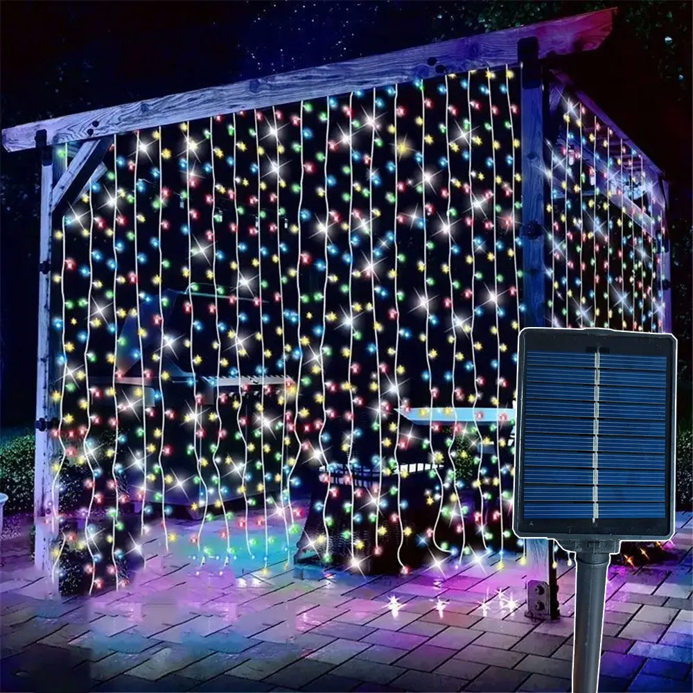 

1pack Navidad 2024 Solar Curtain Light LED Garland String Lights Christmas Tree Decorations Ornaments New Year 2025 Xmas Lights