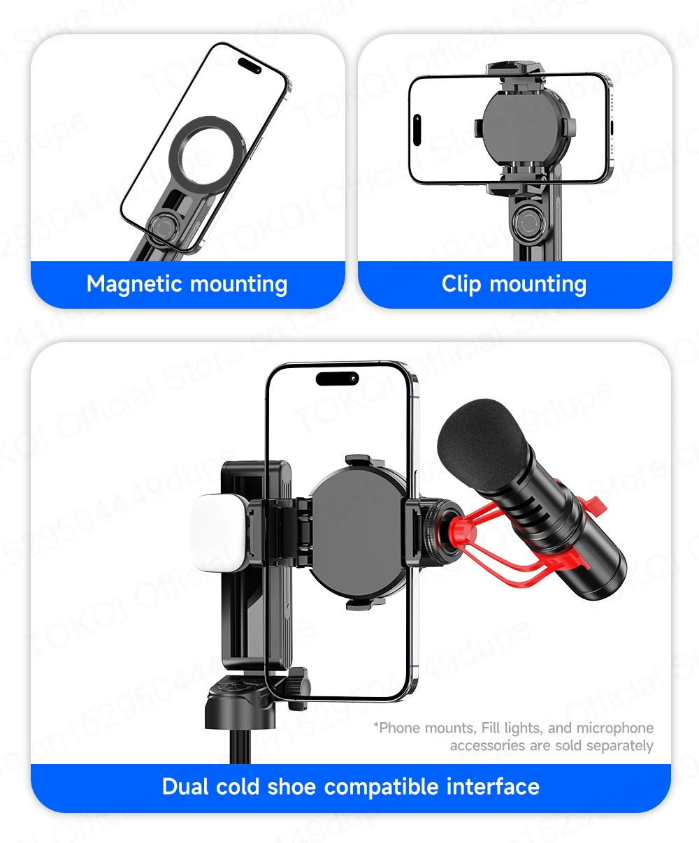 Magnetischer Handyhalter Mini-Selfie-Stick Stativ mit 360°-Einstellung Kabelloser Bluetooth-Fernbedienung für iPhone Android-Telefon Vlog-Aufnahmen – Detail 17