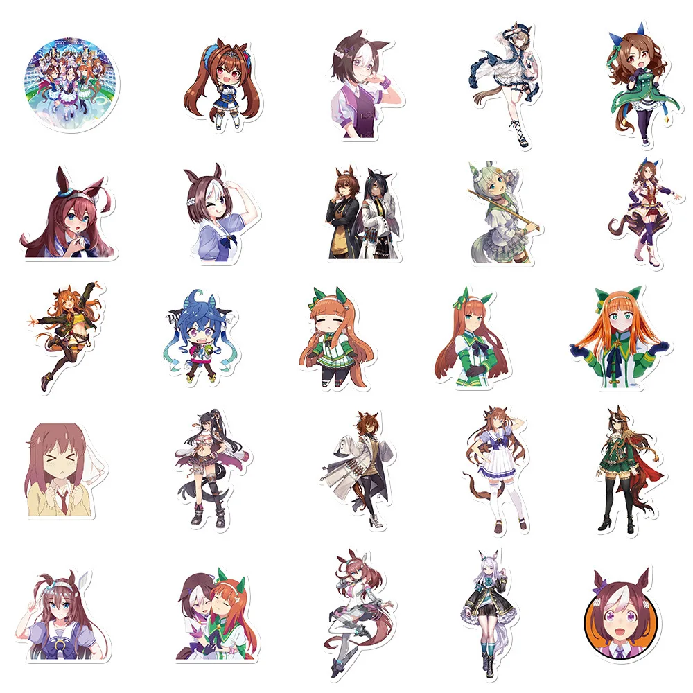 

50PCS Uma Musume Pretty Derby Game Graffiti Stickers Anime Girl Cartoon Decal For Guitar Phone Guitar Cup Skateboard Toys Gifts