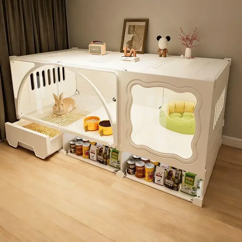 Rabbit Cage Household Villa Extra Large Deluxe Nest Rabbit House Pet Guinea Pig Cage Transparent View