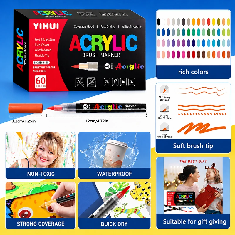 12-60 Farben Acryl-Marker, Wei – Embroidery Egg Bewertung und Preis