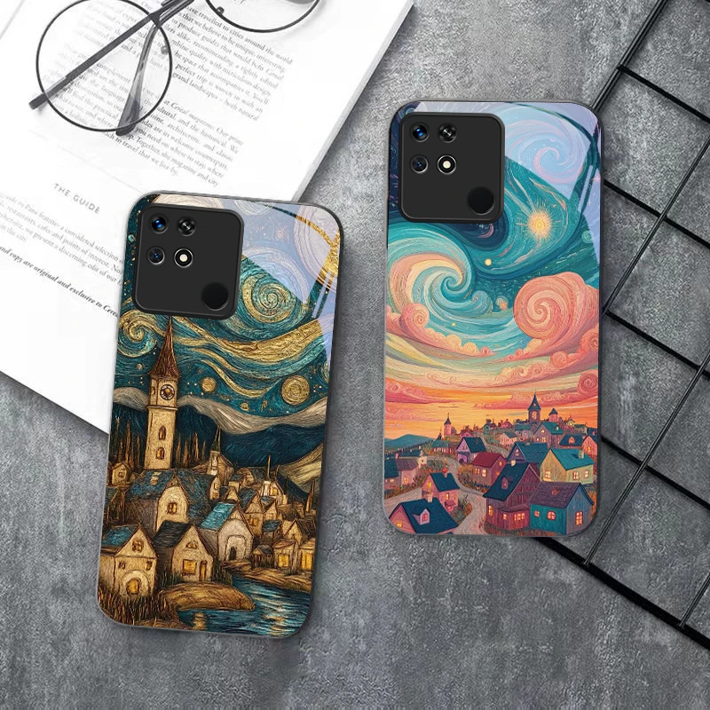 

An ancient house For Xiaomi Mi 9 SE 12 12T 13 13T 14 Pro 11 A3 A2 6X Pocophone F1 10T Lite 5G Mix 2S Black glass phone case