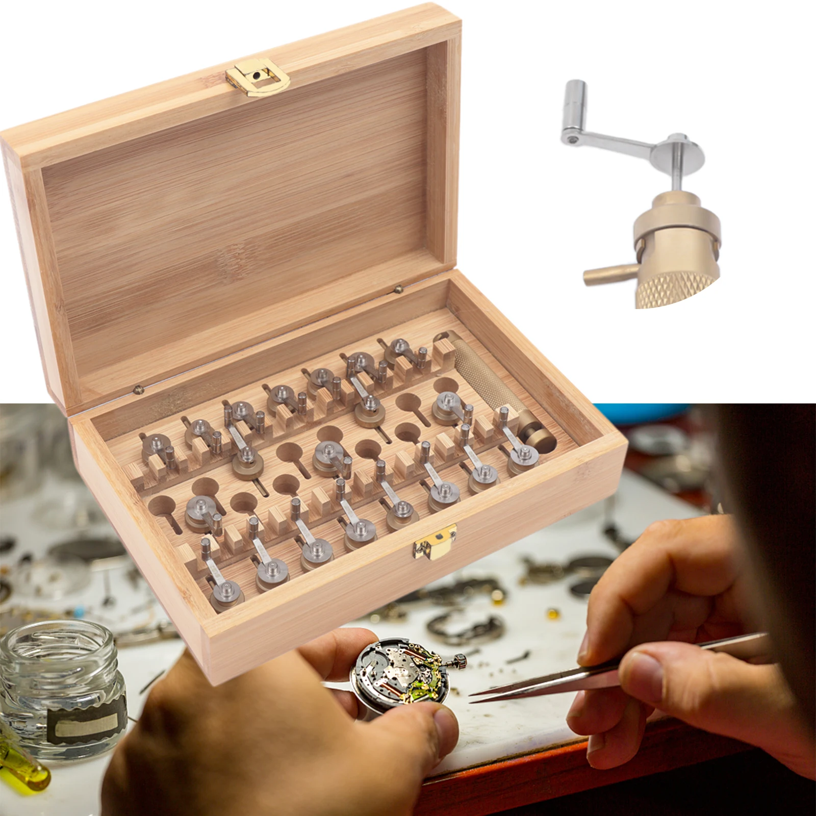 20Pcs Watch Repair Tools Mainspring Winder Twist Set Watch Barrels Movement Replacement Repair Tool + Box