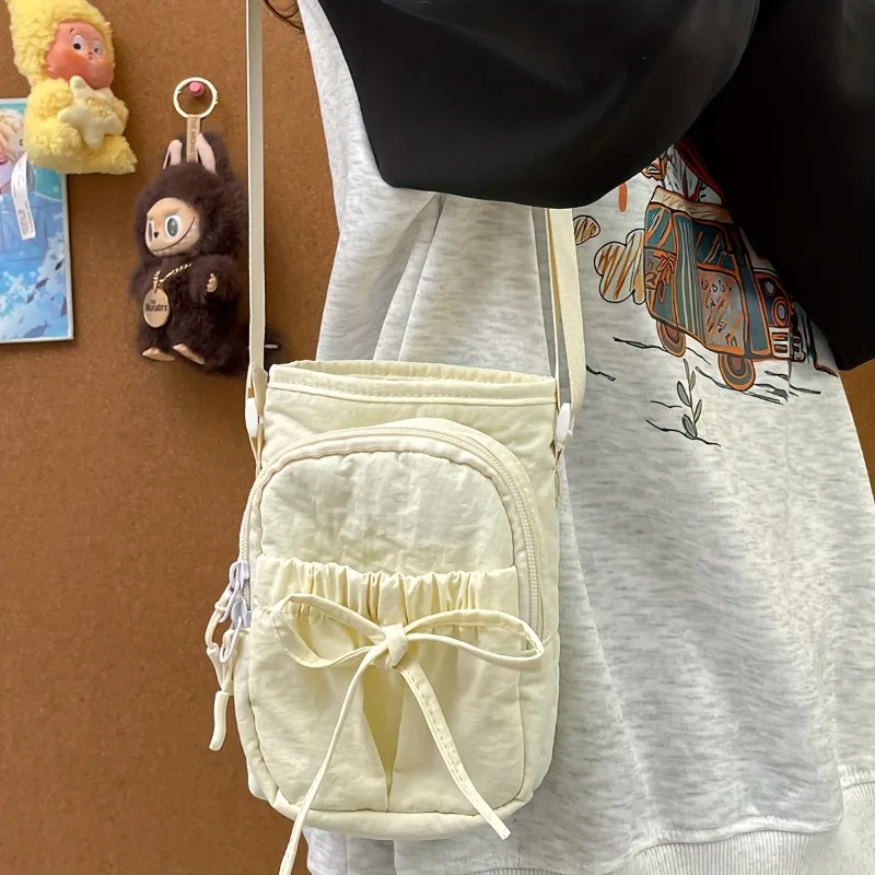 

Casual Everyday Use, Women's Adjustable Crossbody Bow Bag Drawstring Closure, Fashion Versatile Single Shoulder Crossbody Bags