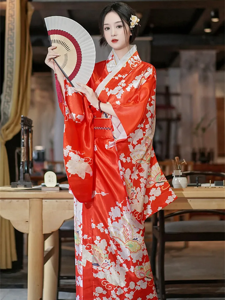 2024 Kimono Women Fashion National Trends Woman Japanese Kimono Sexy Yukata With Obi Evening Dress Japanese Cosplay Costume