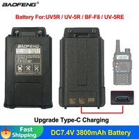 Baofeng UV5R 8/5W Walkie-Talkie DC7.4V 3800mAh Li-Ion Battery Upgrad USB-C charge BL-5 For UV-5R UV-5RE UV-5RA BF-F8 GT-5R BF-F9