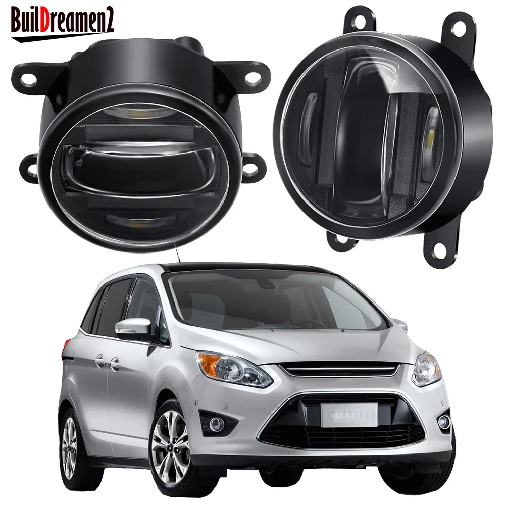 2IN1 30W LED Fog Light with DRL Function H11 4000LM Aluminum Car Fog Daytime Running Lamp For Ford C-Max Cmax 2/II MPV 2011-2019