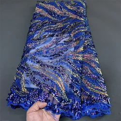 Tessuti di pizzo di Tulle nigeriano di alta qualità ultimi paillettes di perline maglia tessuto di pizzo africano sposa tessuto di pizzo netto francese YXZ060