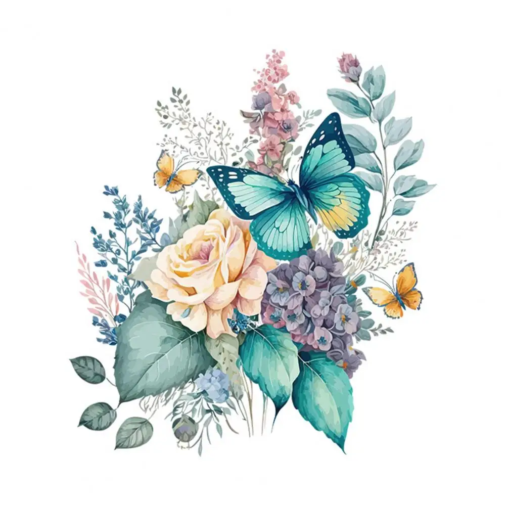 

Durable Toilet Decal Colorful Flower Butterflies Toilet Sticker Removable Self-adhesive Pvc Wall Art Decal for Bathroom Room