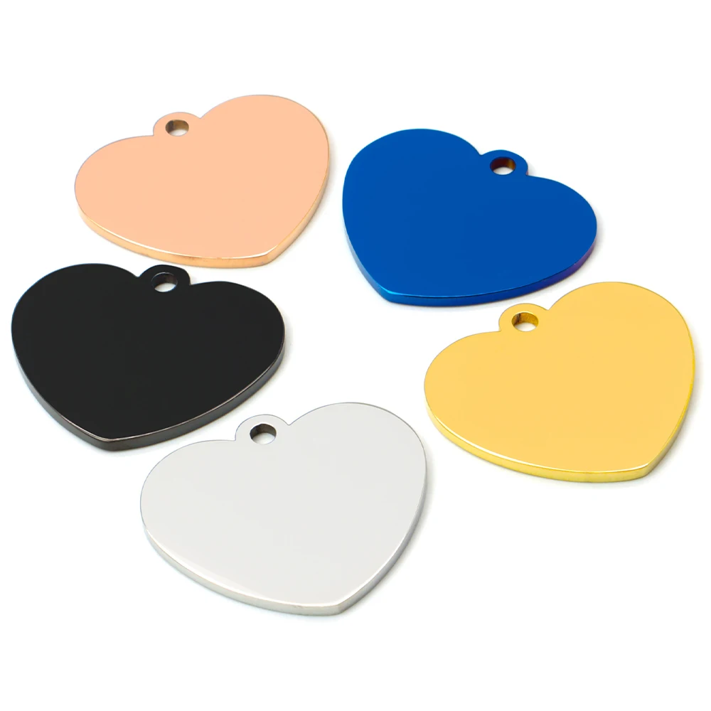 20PCS Heart-shaped Stainless Steel Dog ID Tag Pet Nameplate Pendant Custom Personality Engraved Cat Identity Necklace Accessorie