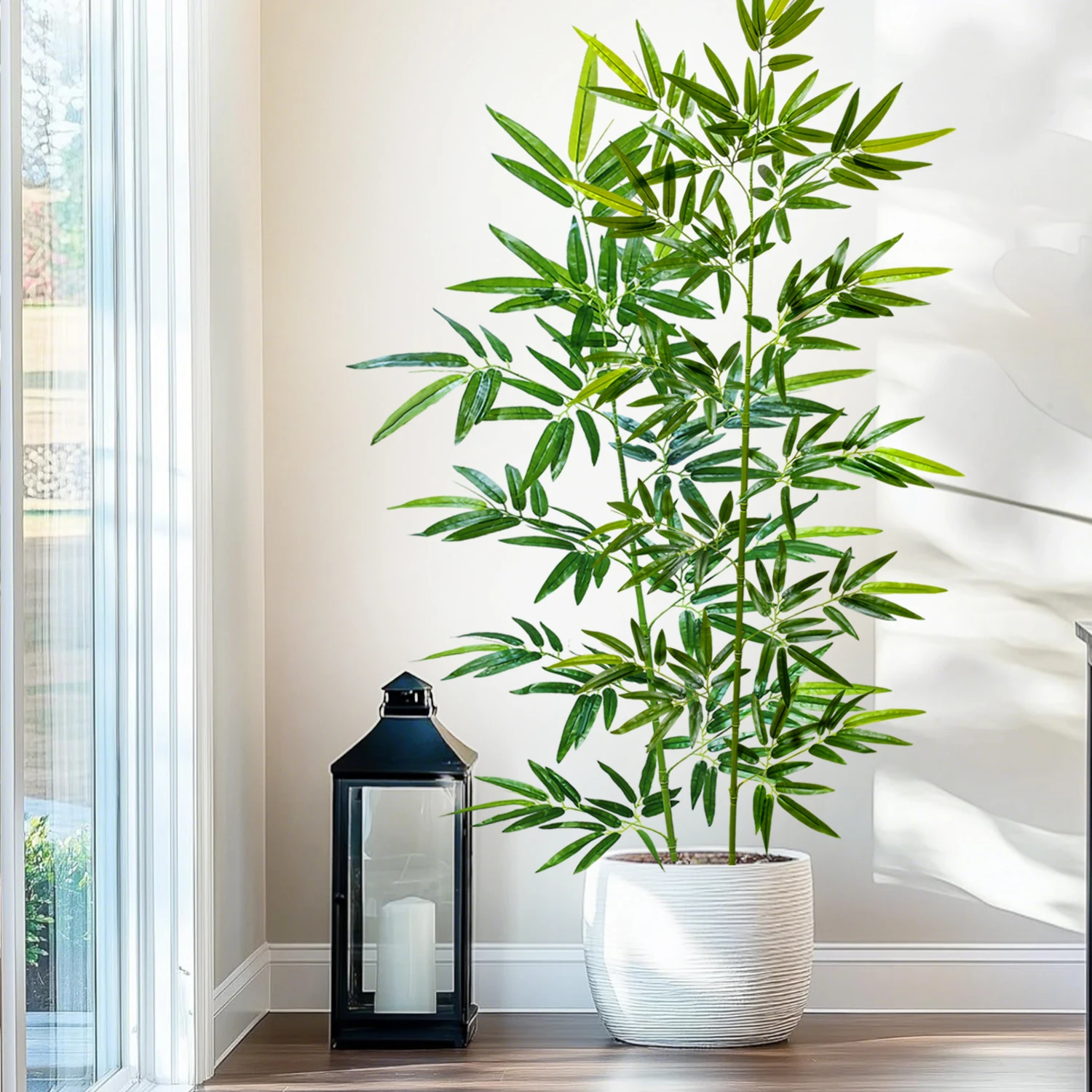 120-240cm/94,4in Künstliche Bambus- und Monstera-Pflanzen, Künstliche Palmen, Hohe Grünpflanzen, Geeignet für Zuhause, Garten und Zimmer – Detail 9