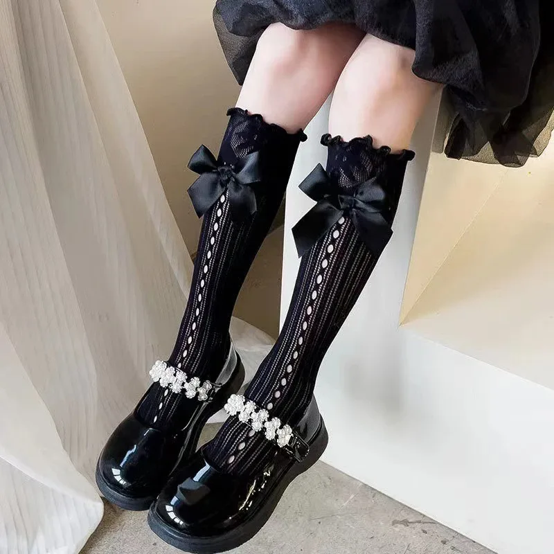 Chic Japanese Style Lolita Knee High Socks Women Stockings Sexy Lace Bow Long Socks Thigh High Stockings Sweet Girls